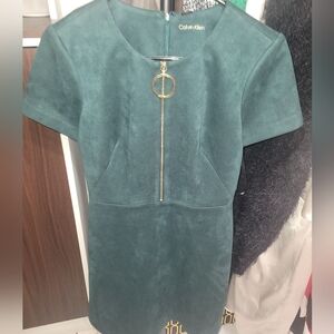 Calvin Klein Green Dress with Gold Accent Size -S